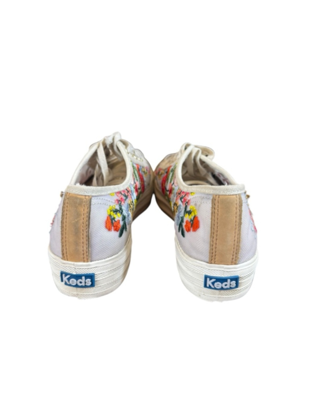 Women's Keds Rifle Paper Co. Gray Floral Embroidered Sneakers 9.5 - Picture 6 of 9